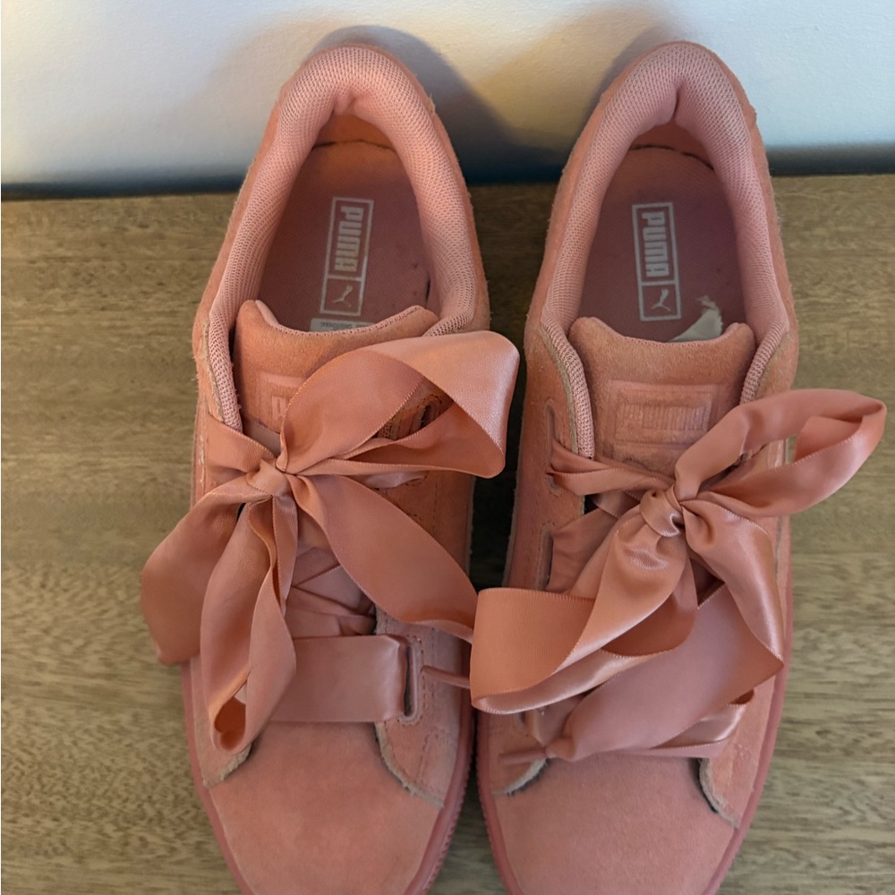 PUMA Women's Pink Suede Bow Sneakers